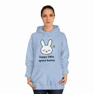 Happy Little Space Bunny Unisex College Hoodie – Warm, Whimsical Cosmic Comfort
