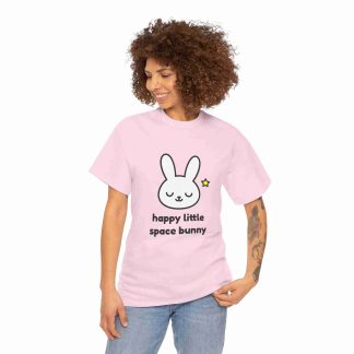 Happy Little Space Bunny Unisex T‑Shirt – Soft Cotton Cosmic Comfort - Cute Kawaii Design